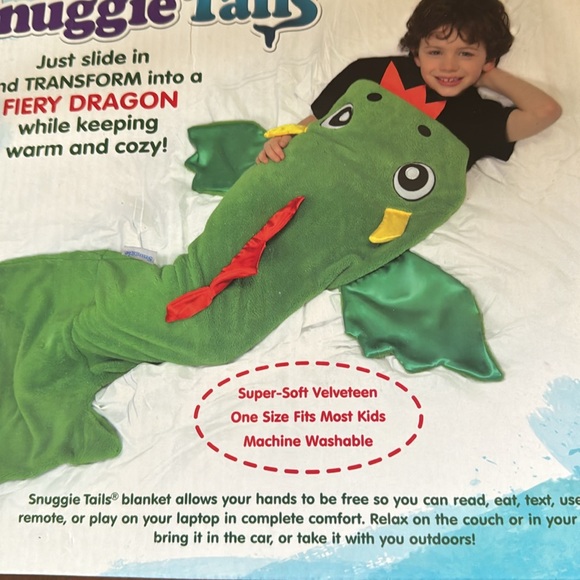 SNUGGIE TAILS DRAGON SOFT CUDDLY BLANKET New 1 Size Fits Most Kids Green. New - Picture 5 of 6